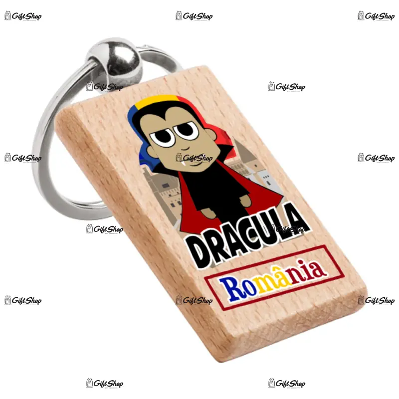 Dracula, romania, breloc din lemn, model 002